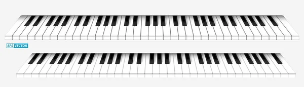 Set Realistische Toetsen Van Zwarte Piano Vleugel Toetsen Geïsoleerd Eps — Stockvector