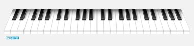 Siyah piyano ya da piyano tuşlarının gerçekçi anahtarları izole edilmiş. vektör içer