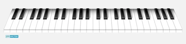 Set Realistische Toetsen Van Zwarte Piano Vleugel Toetsen Geïsoleerd Eps — Stockvector