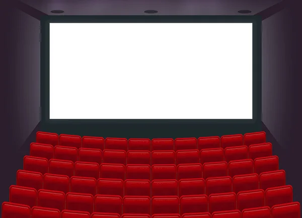 Realistic Cinema Empty Hall Cinema Theatre Film White Empty Screen — Stock Vector