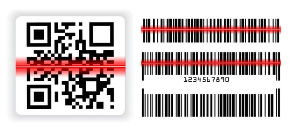 Σύνολο Διαφόρων Ετικετών Barcode Σάρωση Μπαρ Σούπερ Μάρκετ Λιανικής Πώλησης — Διανυσματικό Αρχείο