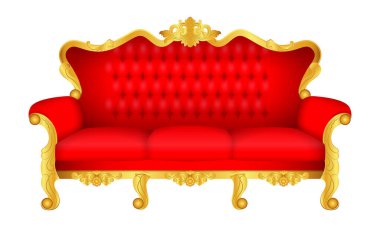 set of luxury throne chair golden colored isolated or red wedding chair royal golden. eps vector clipart