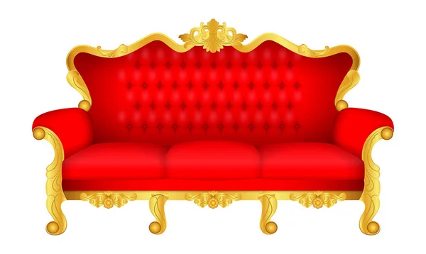 Conjunto Cadeira Trono Luxo Dourado Colorido Isolado Vermelho Cadeira Casamento — Vetor de Stock