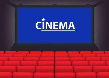 Gerçekçi sinema, boş salon ya da beyaz ekran eğlence filmi olan sinema filmi. vektör içer