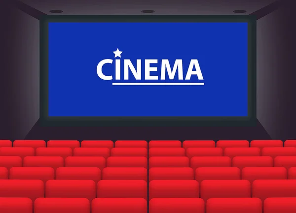 Realistic Cinema Empty Hall Cinema Theatre Film White Empty Screen — Stock Vector