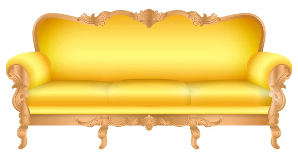 Sada Luxusní Trůnní Židle Zlaté Barvy Izolované Nebo Červené Svatební — Stockový vektor