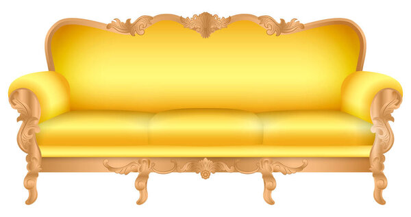 набор роскошный трон стул золотого цвета изолированные или красный свадебный стул королевский золотой. Вектор eps