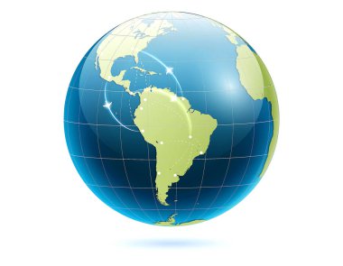 Gerçekçi dünya küre birbirine bağlı izole edilmiş.