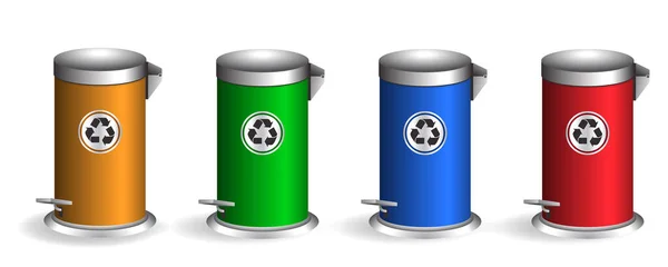 Gerçekçi Renkli Çöp Tenekeleri Izole Edilmiş Vektör Içer — Stok Vektör