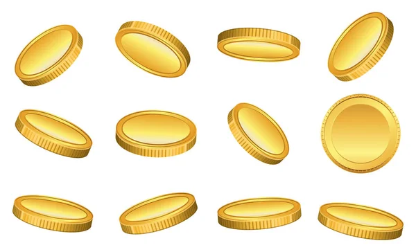 一套现实的金币孤立或加密的货币黄金或数字货币比特币图解或数字支付货币以太灵丹为月球的概念 Eps向量 — 图库照片
