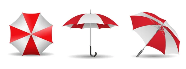 Set Von Realistischen Regenschirm Verschiedenen Arten Oder Outdoor Sonnenschirm Schutz — Stockfoto