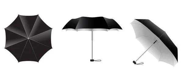 Набор Реалистичных Зонтиков Различных Типах Открытом Зонтике Защиты Непогоды Водонепроницаемый — стоковое фото