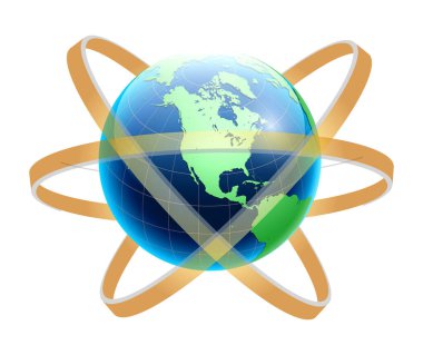 Gerçekçi dünya küresi birbirine bağlı izole halde. 3B Hazırlama