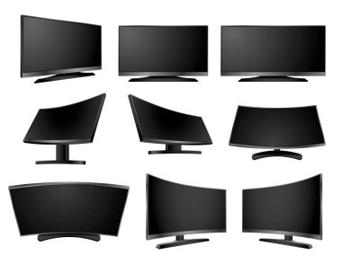 LCD izole edilmiş ya da geniş ekran LCD plazma TV modeli. 3d hazırlayıcı
