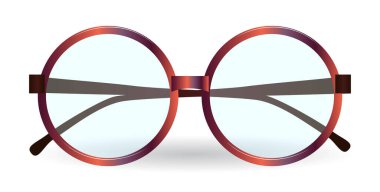 Beyaz arka planda izole edilmiş gerçekçi gözlükler. 3B Hazırlama