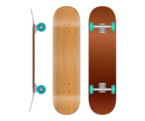 Set Von Realistischen Skateboard Deck Vorlage Isoliert Render — Stockfoto