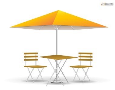 Açık hava kafe terasında masa ya da restoran sandalyesi ve masa izole. Eps Vektörü