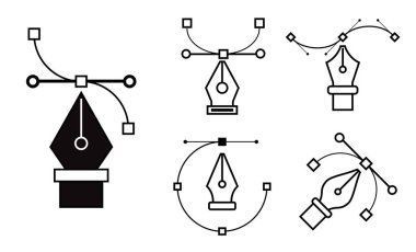 Çapa Kalemi Araçları imleç konsepti izole edildi. Düzenlenebilir Vuruş. 3 Boyutlu Çizimci