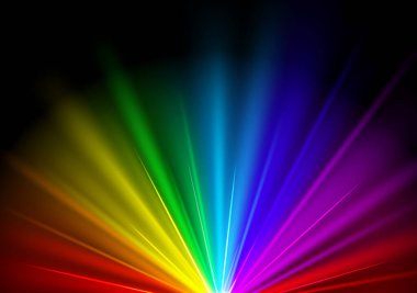 Renkli parlak ışık arka planı ya da gökkuşağı parlayan yıldız konsepti. 3B Görüntü