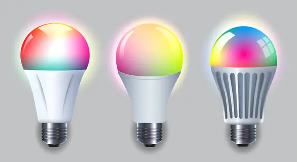 Набір Реалістичних Макетів Світлодіодних Ламп Smart Wifi Ілюстрації — стокове фото