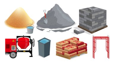 Malzeme Malzemeleri İnşaatı. 3B Görüntü