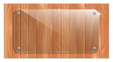 Ahşap Arkaplanda Cam Plaket. Eps Vektörü