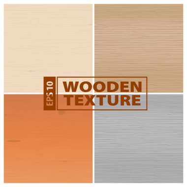 Beyazda izole edilmiş gerçekçi ahşap doku seti. Eps Vektörü 