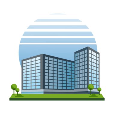 Modern Gökdelen İnşaat Simgesi. Şehir mimarisi, şehir ve metropol teması. Düz stil ile izole tasarım çizimi.