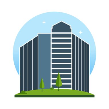 Modern Gökdelen İnşaat Simgesi. Şehir mimarisi, şehir ve metropol teması. Düz stil ile izole tasarım çizimi.