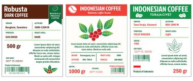 Indonesian Coffee Labels template simple flat style in cmyk mode with two tone color. clipart