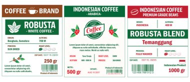 Indonesian Coffee Labels template simple flat style in cmyk mode with two tone color. clipart