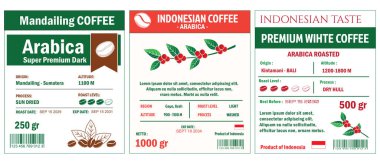 Indonesian Coffee Labels template simple flat style in cmyk mode with two tone color. clipart