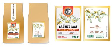 Indonesian Coffee Labels template simple flat style in cmyk mode with two tone color. clipart