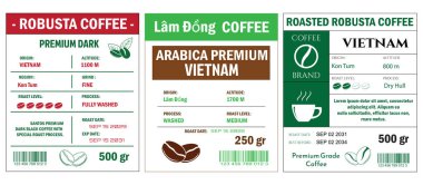 Vietnamese Coffee Labels template simple flat style in cmyk mode with two tone color. clipart