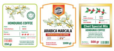 Illustration of Honduran Coffee Labels template simple flat style in RGB mode color. clipart