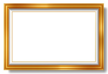 Altın resim çerçevesinin gerçekçi bir tasviri, çerçeve boyutu 330x220 cm 72 dpi