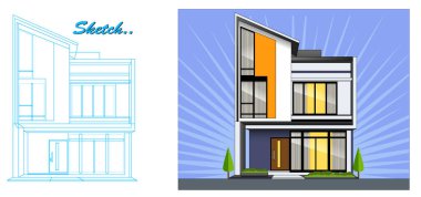 Modern Minimalist Şablon Şablonu Tasarımı, temiz ve çağdaş iki katlı bir yapıya sahip.