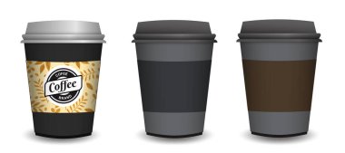 Boş Tek Kullanılabilir Kahve Fincanlarının Görünümünü Ayarla Kapaklı Uygula  