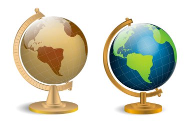 Set of Realistic Globe Models Portable illustration, isolated on white clipart