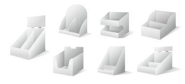 Gerçekçi Perakende Mağazası Rafları Beyaz üzerine izole et  