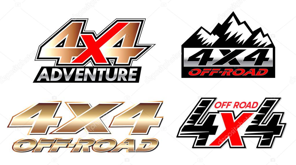 4x4 Off-Road Adventure Logo Set for Automotive and Sport Use