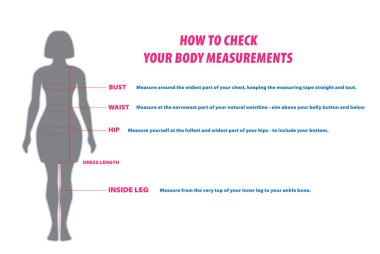 Vücut Ölçülerinizi Nasıl Kontrol Edeceğinizin ya da Giysi Sığdırma Ölçülerinizin İzole Edilmesi İçin Vücut Ölçülerinizin Nasıl Kontrol Edileceğinin Çizimi.