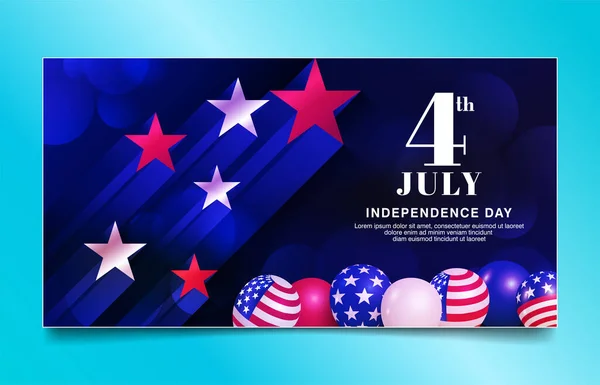 stock vector 4th of July Independence Day social media banner, with stars and balloons