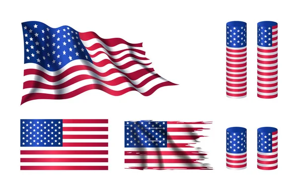 Colecciones Bandera Estados Unidos América Julio Elementos Vectoriales — Vector de stock