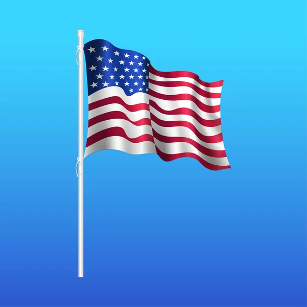 Estados Unidos Ondeando Bandera Estados Unidos América Vector Ilustración — Vector de stock
