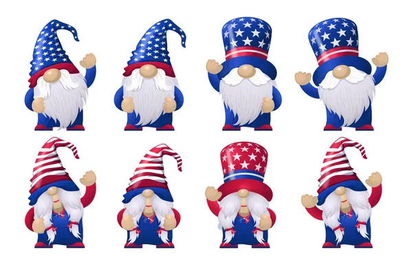Χαριτωμένη Ιουλίου Αμερικανική Gnomes Αγόρι Και Κορίτσι Διανυσματικές Συλλογές — Διανυσματικό Αρχείο