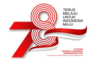 78th Happy Indonesia independence day Vector number logo design with red white ribbon clipart