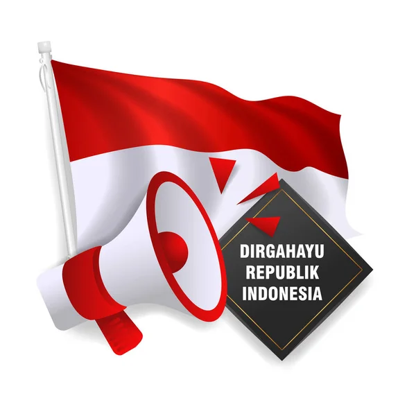 78ª Indonesia Insignia Día Venta Independencia Con Megáfono Diseño Vectores — Vector de stock