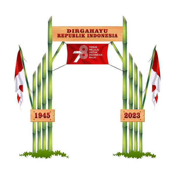 Gapura Dirgahayu Diseño Puerta 78º Día Independencia Indonesia Con Árboles — Vector de stock