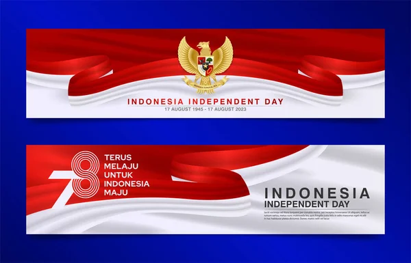 78º Diseño Banner Del Día Independencia Indonesia Con Garuda Dorada — Vector de stock